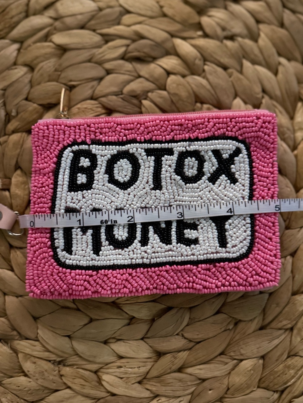 Beaded 'Botox Money' Pink Card Wallet - Picture 6 of 7
